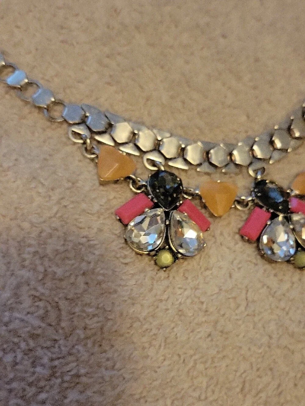 Stella & Dot Gold-Tone Necklace with Pink, Yellow and Black Accents